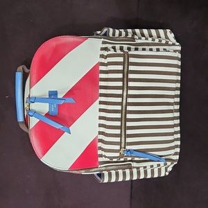 Brand new never used Henri Bendel Signature Stripe Canvas Backpack